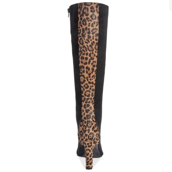 NEW Alfani Tadashi Suede Cheetah fur Knee-High Step 'N Flex Boots - Picture 4 of 5
